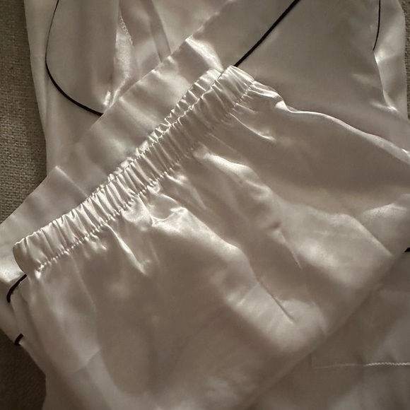 White Silky Satin Pajamas - Picture 1 of 7